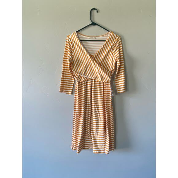 NWT Medium Reb. in J. Mustard and Ivory Striped Midi Dress - Picture 2 of 5